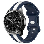 سوار ساعة سيليكون ذو إبزيم فراشة بعرض 22مم بلونين، لساعات Samsung Galaxy Watch3 بمقاس 45مم، لساعات Samsung Galaxy Watch بمقاس 46مم، لساعات Samsung Gear S3 Classic، لساعات Samsung Gear S3 Frontier