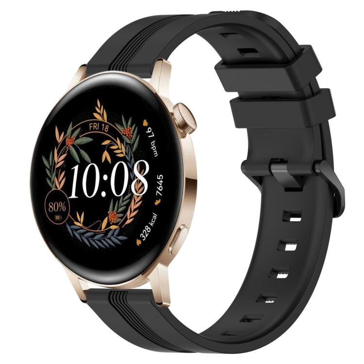 20mm Concave Striped Slicone Watch Band, For Huawei Watch GT3 Pro 43mm, For Huawei Watch GT3 42mm, For Huawei Watch GT2 42mm, For Huawei Watch 2