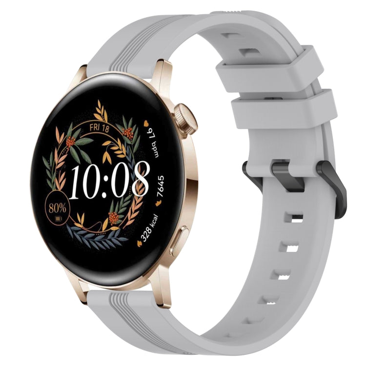 20mm Concave Striped Slicone Watch Band, For Huawei Watch GT3 Pro 43mm, For Huawei Watch GT3 42mm, For Huawei Watch GT2 42mm, For Huawei Watch 2