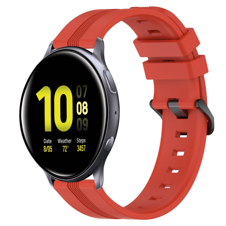 20mm Concave Striped Slicone Watch Band, For Samsung Galaxy Watch Active 2 40mm, For Samsung Galaxy Watch Active 2 44mm, For Samsung Galaxy Watch 42mm, For Samsung Galaxy Watch 6 44mm