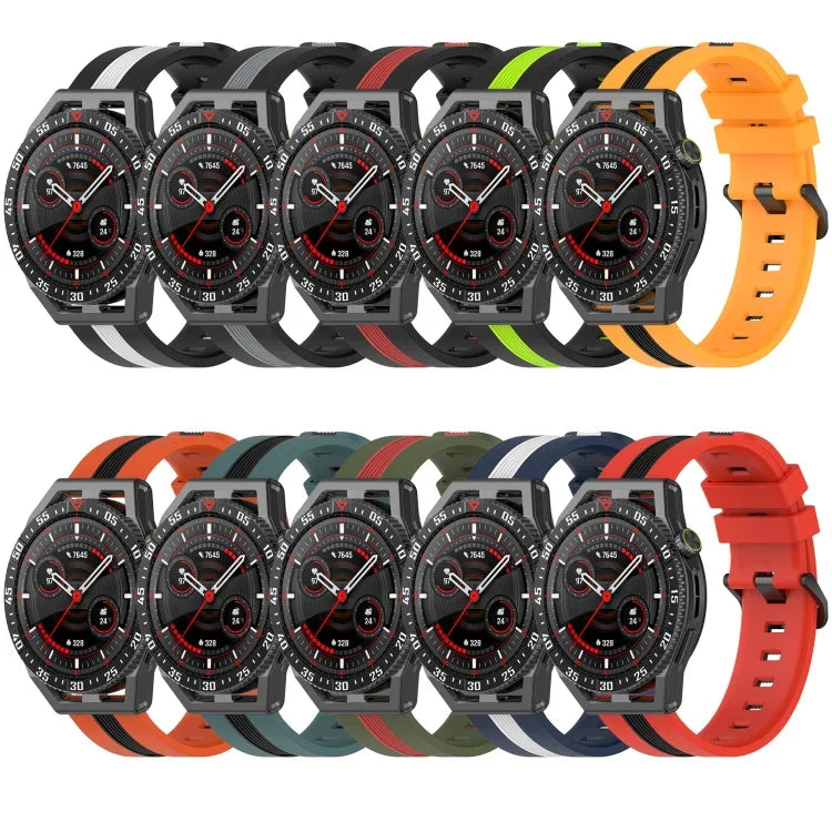 20mm Vertical Two-Color Silicone Watch Band, For Samsung Galaxy Watch 6 40mm, For Samsung Galaxy Watch 6 Classic 43mm