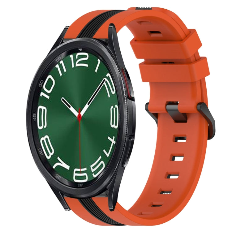 سوار ساعة من السيليكون ثنائي اللون عمودي 20 مم، لساعات Samsung Galaxy Watch5 مقاس 44 مم، Samsung Galaxy Watch 6 Classic مقاس 47 مم، Samsung Galaxy Watch5 مقاس 40 مم، Samsung Galaxy Watch5 Pro مقاس 45 مم