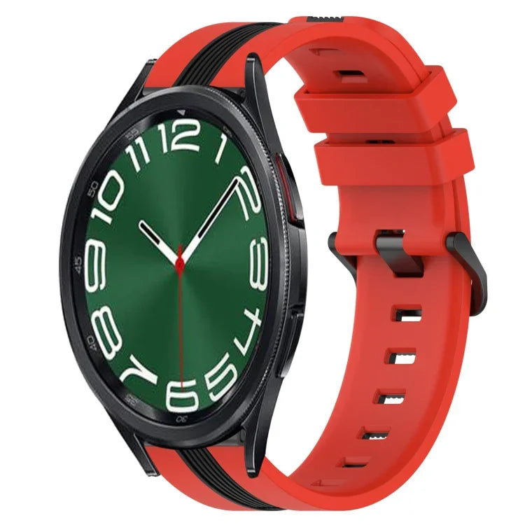 20mm Vertical Two-Color Silicone Watch Band, For Samsung Galaxy Watch 6 40mm, For Samsung Galaxy Watch 6 Classic 43mm
