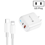 PD04 Type-C + USB Mobile Phone Charger with Type-C to 8 Pin Cable, US Plug, US Plug + Type-C to 8 Pin Cable