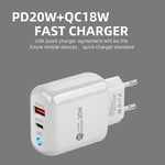 شاحن هاتف محمول Type-C + USB مع كابل Type-C إلى Type-C، قابس أوروبي، قابس أوروبي + كابل Type-C إلى Type-C