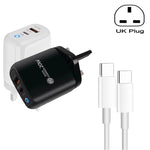 شاحن هاتف محمول Type-C + USB مع كابل Type-C إلى Type-C، قابس بريطاني، قابس بريطاني + كابل Type-C إلى Type-C