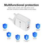 شاحن هاتف محمول Type-C + USB مع كابل Type-C إلى Type-C، قابس بريطاني، قابس بريطاني + كابل Type-C إلى Type-C
