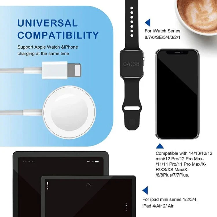 كابل شحن مغناطيسي USB 2 في 1 لسلسلة Apple Watch وiPhone بطول 1.2 متر، DS-XB015