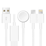 كابل شحن مغناطيسي USB 3 في 1 لسلسلة Apple Watch وiPhone والهاتف بمنفذ Type-C بطول 4 أقدام/1.2 متر، DS-XB017