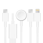 كابل شحن مغناطيسي USB 3 في 1 لسلسلة Apple Watch والهاتف مع قابس مزدوج Type-C بطول 4 أقدام/1.2 متر، DS-XB020
