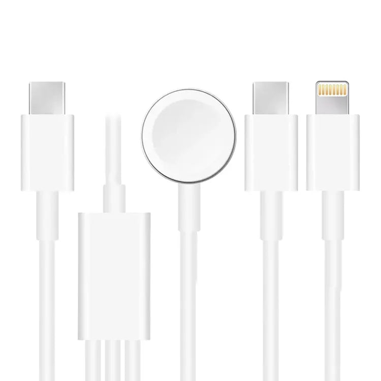 كابل شحن مغناطيسي USB 3 في 1 لسلسلة Apple Watch والهاتف مع قابس مزدوج Type-C بطول 4 أقدام/1.2 متر، DS-XB020