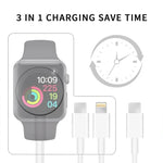 كابل شحن مغناطيسي USB 3 في 1 لسلسلة Apple Watch والهاتف مع قابس مزدوج Type-C بطول 4 أقدام/1.2 متر، DS-XB020