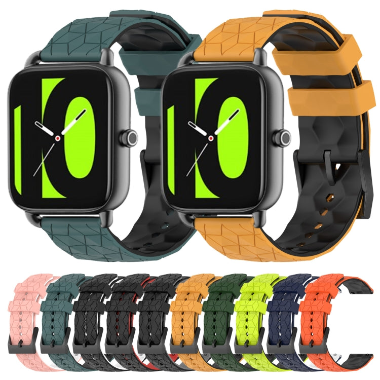22mm Football Pattern Two-Color Silicone Watch Band, For Xiaomi Haylou RS4 LS12