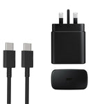 شاحن سريع 45 واط بمنفذ USB-C / Type-C مع كابل Type-C إلى Type-C بقوة 5 أمبير، قابس المملكة المتحدة، قابس المملكة المتحدة + كابل Type-C