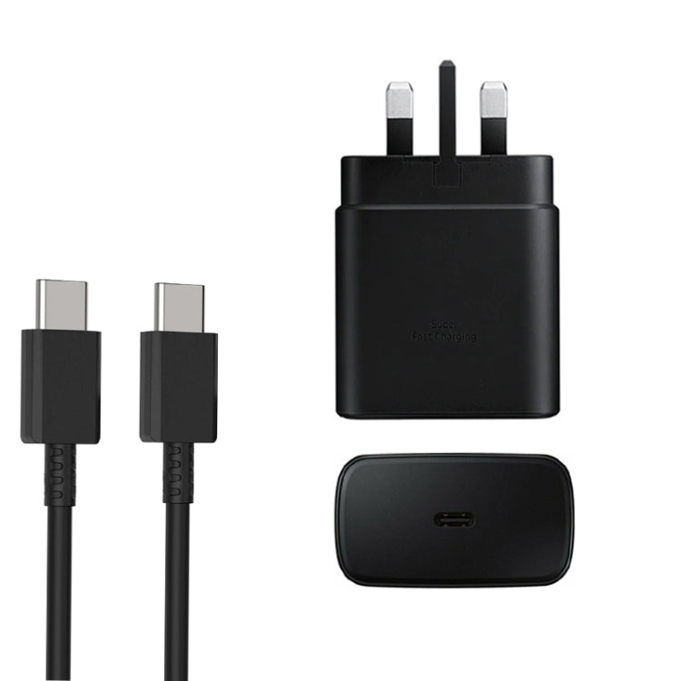 شاحن سريع 45 واط بمنفذ USB-C / Type-C مع كابل Type-C إلى Type-C بقوة 5 أمبير، قابس المملكة المتحدة، قابس المملكة المتحدة + كابل Type-C
