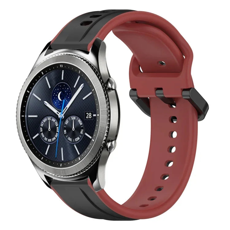 22mm Convex Loop Two-Color Silicone Watch Band, For Samsung Galaxy Watch3 45mm, For Samsung Galaxy Watch 46mm, For Samsung Gear S3 Classic, For Samsung Gear S3 Frontier