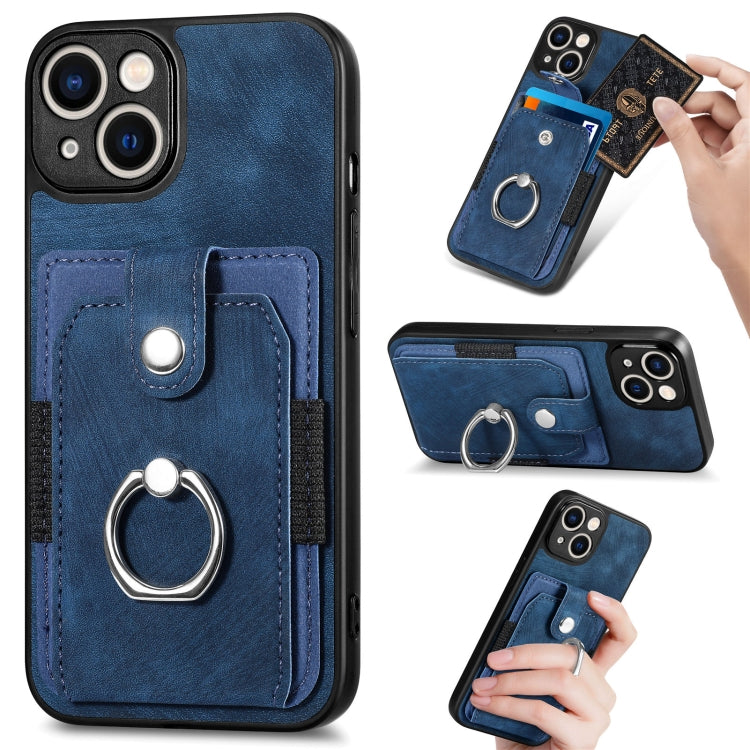 Retro Skin-feel Ring Card Wallet Phone Case, For iPhone 14, For iPhone 14 Plus, For iPhone 14 Pro, For iPhone 14 Pro Max, For iPhone 13 mini, For iPhone 13, For iPhone 13 Pro, For iPhone 13 Pro Max