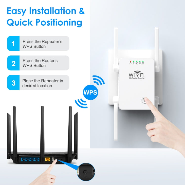مكرر موسع واي فاي لاسلكي U8 بسرعة 300Mbps، موجه، مكبر إشارة WiFi، قابس أمريكي، قابس أوروبي