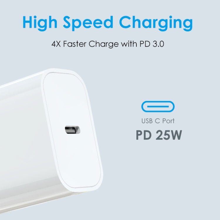 شاحن سريع NORTHJO NOPD2501 PD 25W USB-C / Type-C بمنفذ واحد، قابس الولايات المتحدة، قابس الاتحاد الأوروبي، قابس المملكة المتحدة، قابس أستراليا