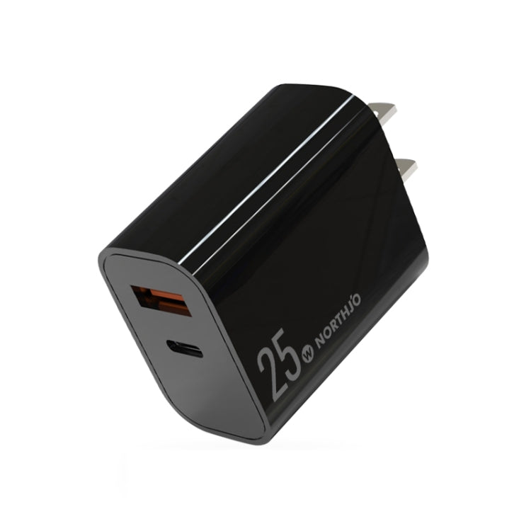 شاحن سريع NORTHJO NOPD2502 PD 25W USB-C / Type-C + QC 3.0 USB بمنفذين، قابس الولايات المتحدة، قابس الاتحاد الأوروبي، قابس المملكة المتحدة، قابس أستراليا