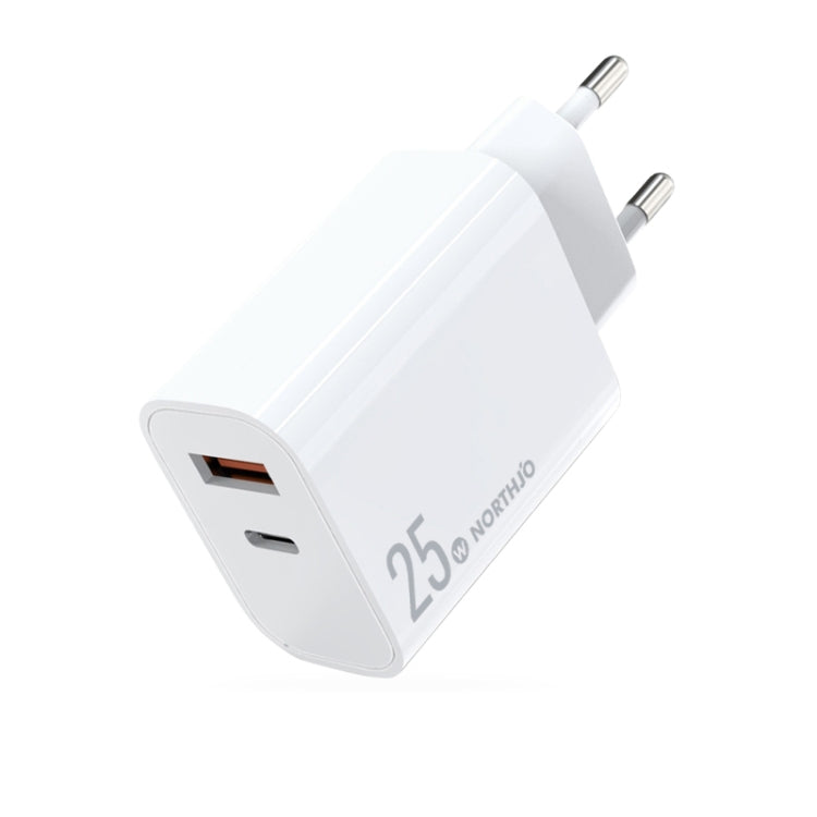 شاحن سريع NORTHJO NOPD2502 PD 25W USB-C / Type-C + QC 3.0 USB بمنفذين، قابس الولايات المتحدة، قابس الاتحاد الأوروبي، قابس المملكة المتحدة، قابس أستراليا