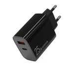 شاحن سريع NORTHJO NOPD2502 PD 25W USB-C / Type-C + QC 3.0 USB بمنفذين، قابس الولايات المتحدة، قابس الاتحاد الأوروبي، قابس المملكة المتحدة، قابس أستراليا