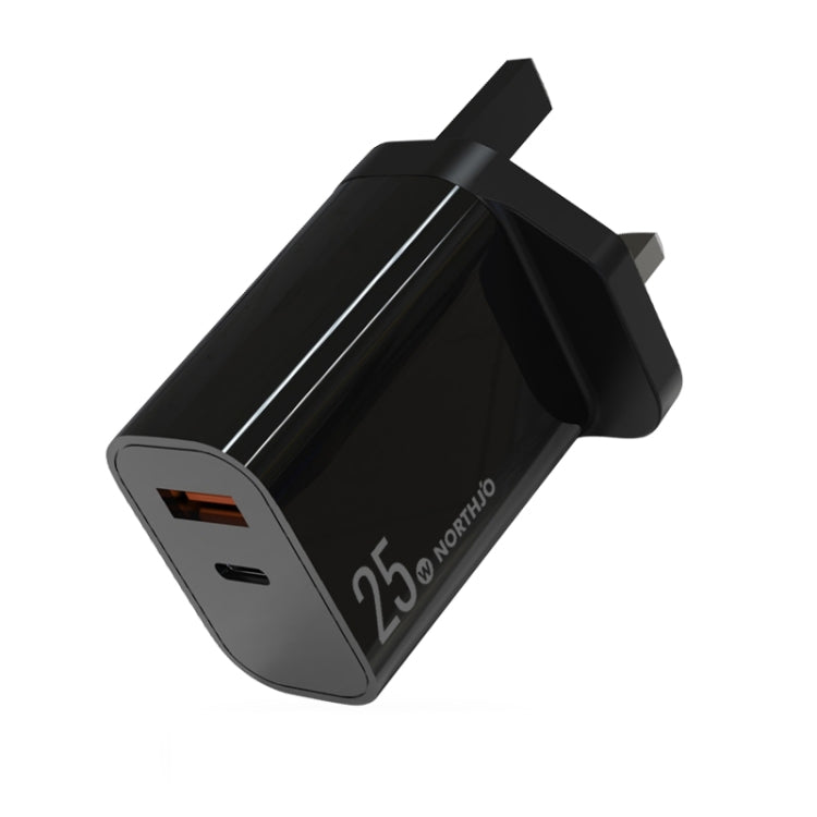 شاحن سريع NORTHJO NOPD2502 PD 25W USB-C / Type-C + QC 3.0 USB بمنفذين، قابس الولايات المتحدة، قابس الاتحاد الأوروبي، قابس المملكة المتحدة، قابس أستراليا
