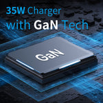 شاحن سريع جداري NORTHJO NOGAN3502 GaN PD PPS 35 واط بمنفذين USB-C / Type-C، قابس الاتحاد الأوروبي، قابس المملكة المتحدة
