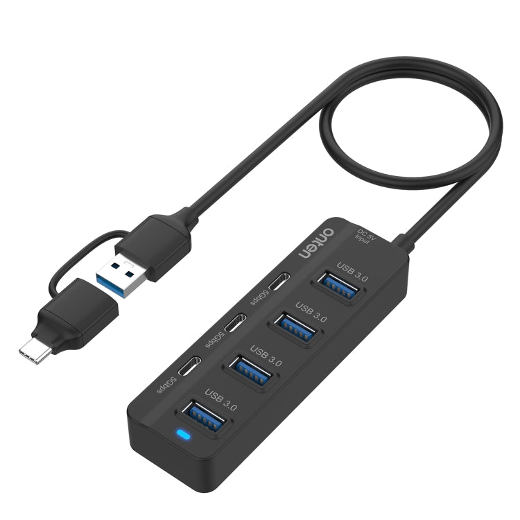 محطة توصيل Onten UCA5306 7 في 2 USB3.0 + Type-C بسبعة منافذ تدعم وظيفة OTG، UCA5306