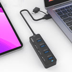 محطة توصيل Onten UCA5306 7 في 2 USB3.0 + Type-C بسبعة منافذ تدعم وظيفة OTG، UCA5306