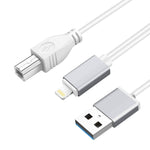 كابل متعدد الوظائف 1 متر 8 بن إلى USB + MIDI لأداة موسيقية إلكترونية و OTG وشحن متوافق مع iOS 10-14، MIDI + OTG