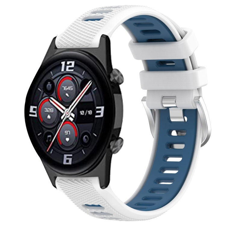 22mm Sports Two-Color Steel Buckle Silicone Watch Band, For Honor Watch GS 3i, For Honor Watch GS Pro, For Honor Magic Watch 2 46mm, For Honor Watch Dream
