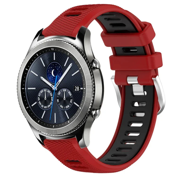 22mm Sports Two-Color Steel Buckle Silicone Watch Band, For Samsung Galaxy Watch3 45mm, For Samsung Galaxy Watch 46mm, For Samsung Gear S3 Classic, For Samsung Gear S3 Frontier