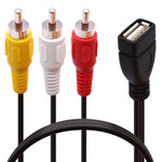 كابل مقسم صوت وفيديو JUNSUNMAY من USB أنثى إلى 3 × RCA ذكر، 0.2م، 1.5م