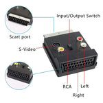 محول JUNSUNMAY 21 دبوس SCART ذكر إلى أنثى S-Video 3 RCA قابل للتبديل، محول صوتي