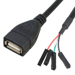 كابل تمديد محول رأس اللوحة الأم JUNSUNMAY USB 2.0 A إلى أنثى 4 دبابيس دوبونت، الطول: 0.3م، USB ذكر، USB أنثى