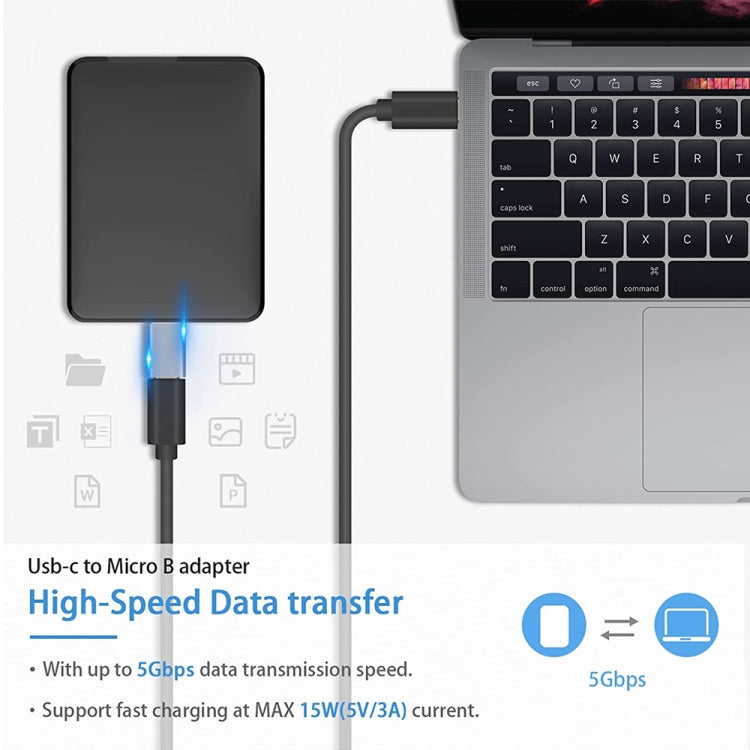 محول JUNSUNMAY USB-C / Type-C أنثى إلى ذكر USB 3.0 Micro B، قطعة واحدة، قطعتان
