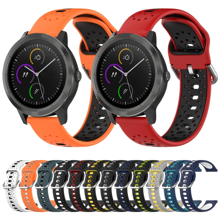 20mm Breathable Two-Color Silicone Watch Band, For Garmin Venu SQ, For Garmin VivoMove Style, For Garmin VivoMove Luxe