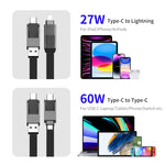 ENKAY ENK-CB134 كابل شحن سريع مغناطيسي مضفر نايلون 4 في 1 بقوة 60 واط USB-A / تايب-سي إلى 8 دبابيس / تايب-سي، 0.15 م، 1.2 م
