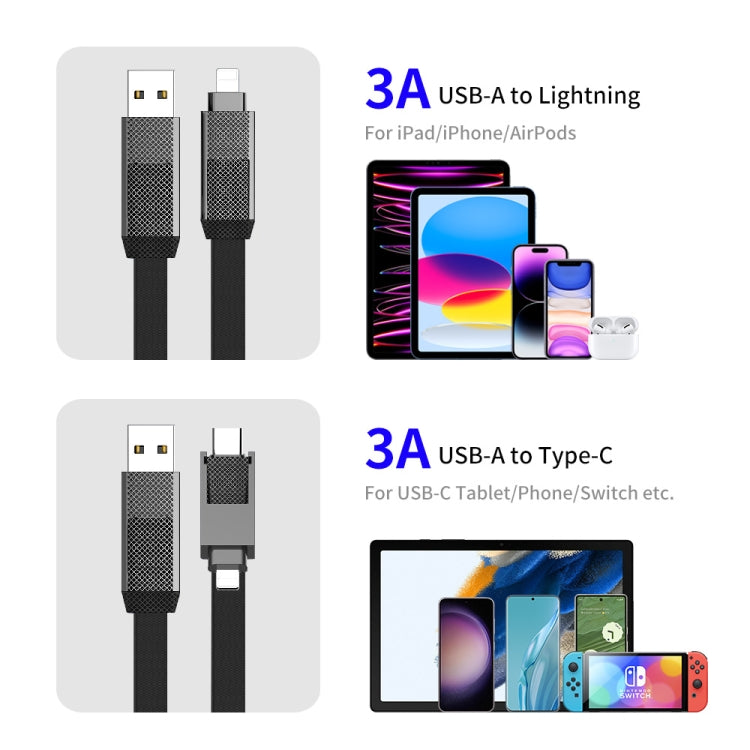 ENKAY ENK-CB134 كابل شحن سريع مغناطيسي مضفر نايلون 4 في 1 بقوة 60 واط USB-A / تايب-سي إلى 8 دبابيس / تايب-سي، 0.15 م، 1.2 م