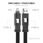 ENKAY ENK-CB134 كابل شحن سريع مغناطيسي مضفر نايلون 4 في 1 بقوة 60 واط USB-A / تايب-سي إلى 8 دبابيس / تايب-سي، 0.15 م، 1.2 م