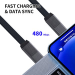 ENKAY ENK-CB134 كابل شحن سريع مغناطيسي مضفر نايلون 4 في 1 بقوة 60 واط USB-A / تايب-سي إلى 8 دبابيس / تايب-سي، 0.15 م، 1.2 م