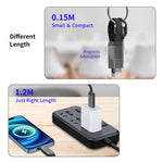 ENKAY ENK-CB134 كابل شحن سريع مغناطيسي مضفر نايلون 4 في 1 بقوة 60 واط USB-A / تايب-سي إلى 8 دبابيس / تايب-سي، 0.15 م، 1.2 م