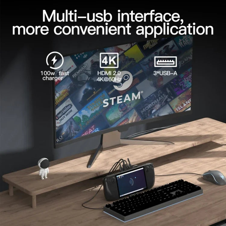 V266 قاعدة شحن ومحطة إرساء 5 في 1 لجهاز Steam Deck تدعم 4K/60Hz USB3.0، V266 5 في 1