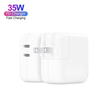 شاحن مزدوج المنفذ USB-C / Type-C بقوة 35 واط PD3.0 لسلسلة iPhone / iPad، قابس الولايات المتحدة، قابس الاتحاد الأوروبي
