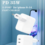 شاحن مزدوج المنفذ USB-C / Type-C بقوة 35 واط PD3.0 لسلسلة iPhone / iPad، قابس الولايات المتحدة، قابس الاتحاد الأوروبي