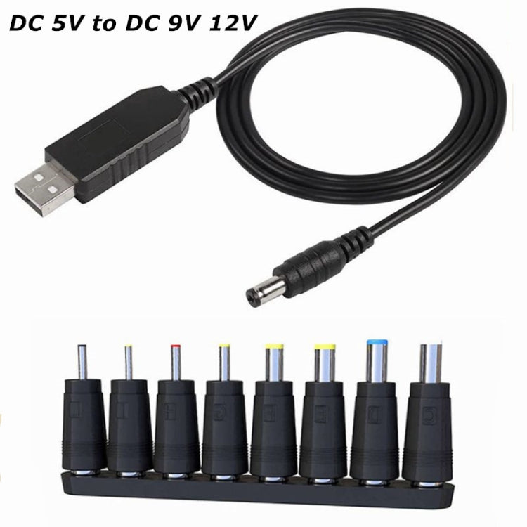 كابل محول رفع جهد USB من DC 5V إلى DC 9V 12V مع محول رفع جهد 1A ومنظم طاقة مع شاشة LED، من DC 5V إلى DC 9V 12V