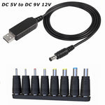 كابل محول رفع جهد USB من DC 5V إلى DC 9V 12V مع محول رفع جهد 1A ومنظم طاقة مع شاشة LED، من DC 5V إلى DC 9V 12V