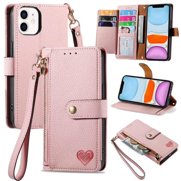 غطاء هاتف من الجلد مع سحاب وحزام معصم، لهواتف iPhone 11، iPhone 11 Pro، iPhone X / XS، iPhone XR، iPhone XS Max، iPhone 7 Plus / 8 Plus، iPhone 6 Plus / 6s Plus، iPhone 6 / 6s
