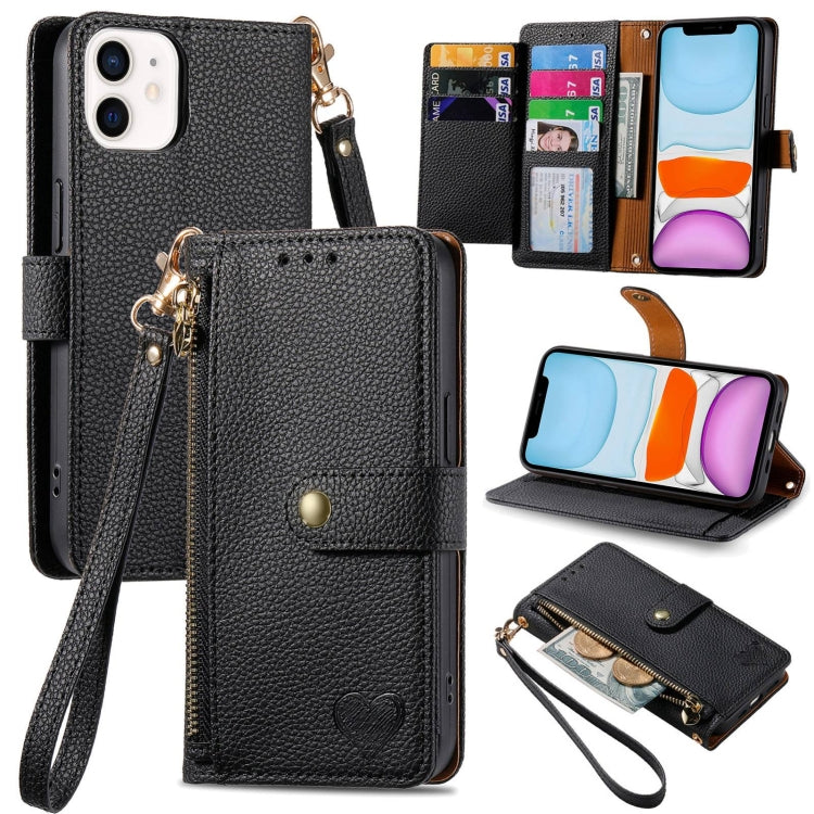 غطاء هاتف من الجلد مع سحاب وحزام معصم، لهواتف iPhone 11، iPhone 11 Pro، iPhone X / XS، iPhone XR، iPhone XS Max، iPhone 7 Plus / 8 Plus، iPhone 6 Plus / 6s Plus، iPhone 6 / 6s